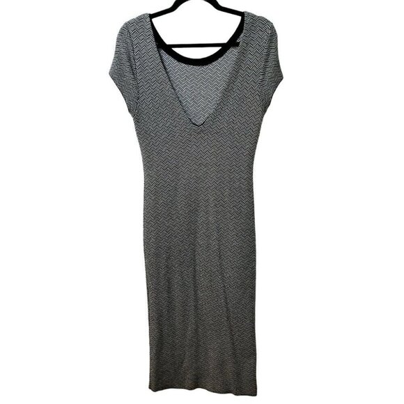 ZARA Knit Sz Large Sweater Dress Midi Black & White Business Casual Versatile - Picture 7 of 7